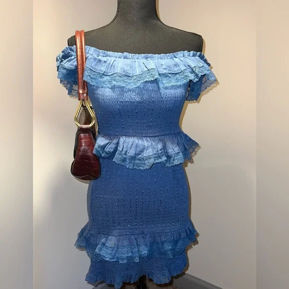 Tularosa Teri Off-the-Shoulder Ruffle Mini Dress Smocked - Picture 6 of 6